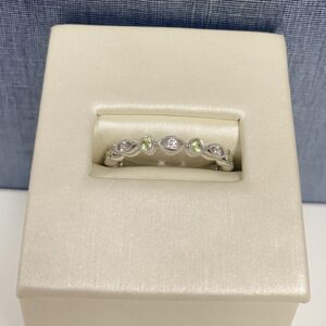 Peridot and Diamond White Gold Ring
