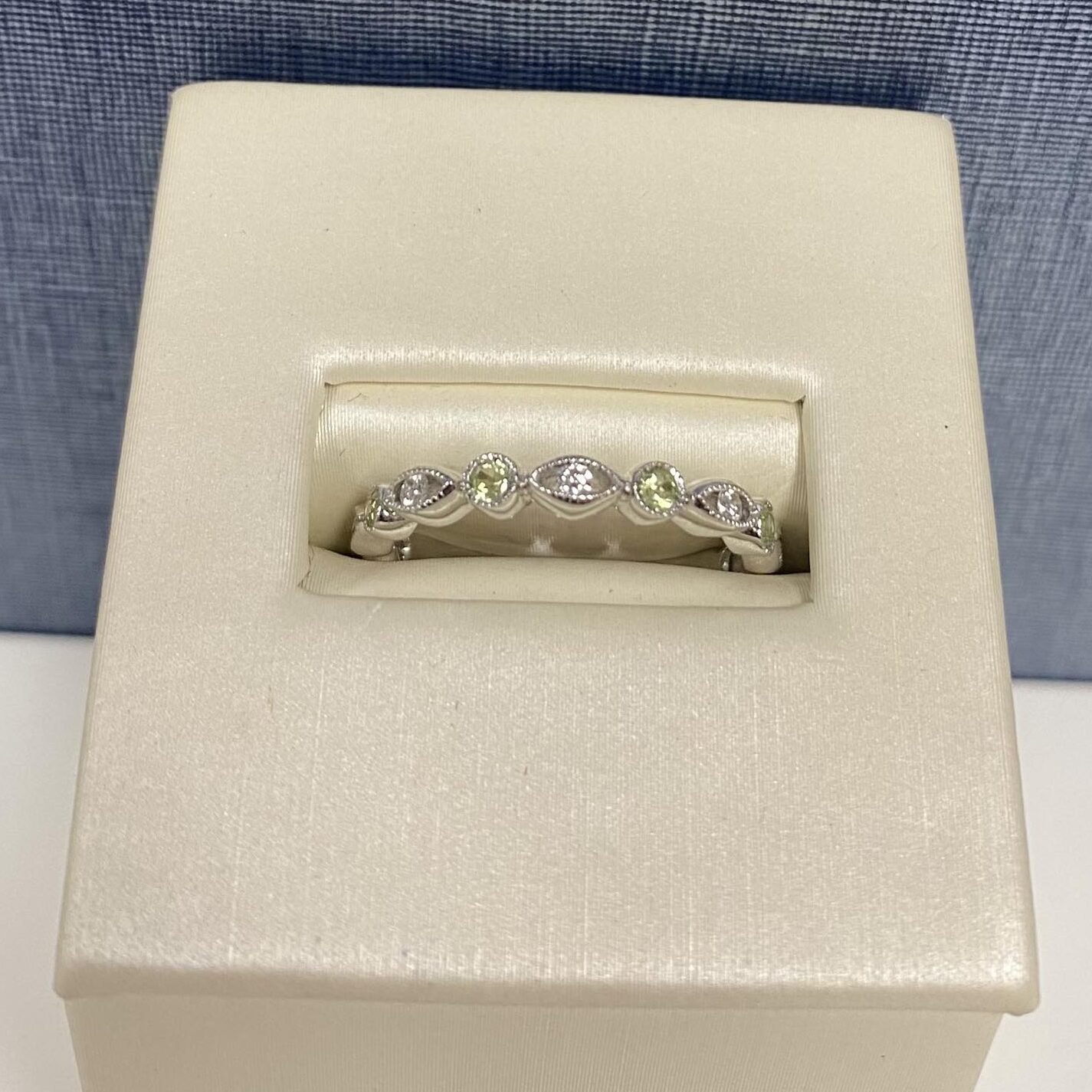 Peridot and Diamond White Gold Ring