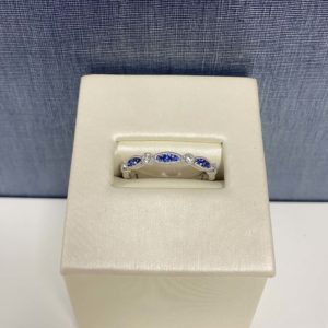 Sapphire and Diamond White Gold Stackable Ring Artistry