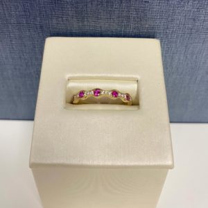 Ruby and Diamond Yellow Gold Stackable Ring
