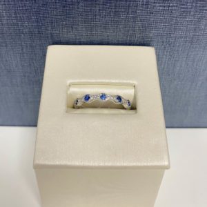 Sapphire and Diamond White Gold Stackable Ring