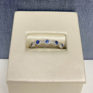 Sapphire and Diamond White Gold Stackable Ring