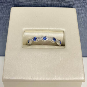 Sapphire and Diamond White Gold Stackable Ring
