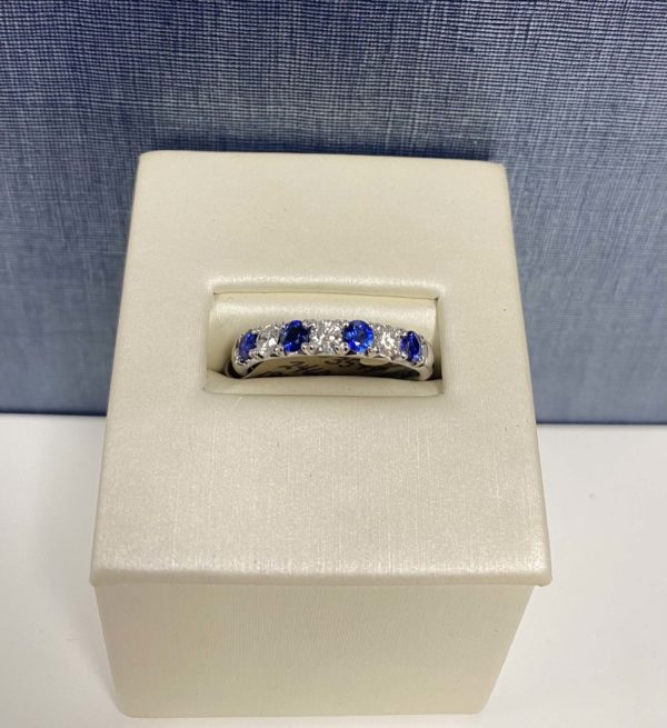 Sapphire and Diamond White Gold Stackable Ring Spark
