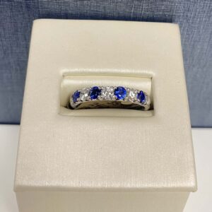 Sapphire and Diamond White Gold Stackable Ring Spark