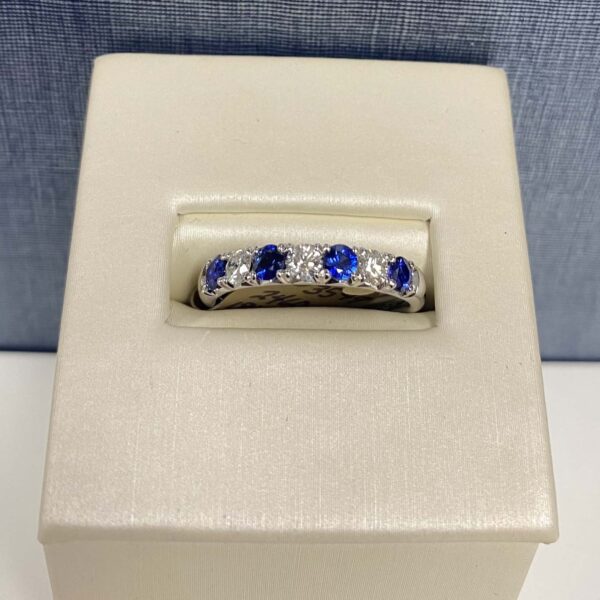 Sapphire and Diamond White Gold Stackable Ring Spark
