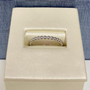 Beaded Detail White Gold Stackable Ring