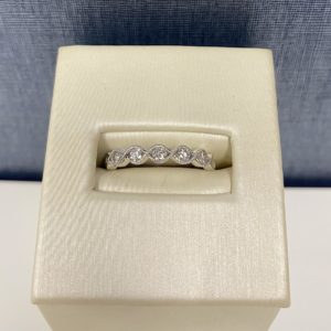 14k White Gold Stackable Ring with Diamonds