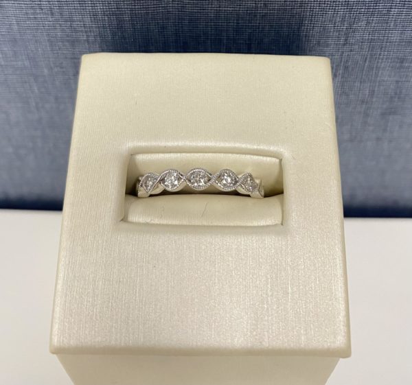 14k White Gold Stackable Ring with Diamonds