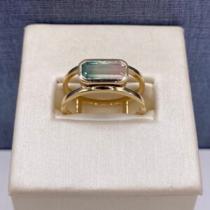 Watermelon Tourmaline Fashion Ring in Yellow Gold