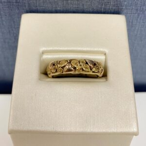 Floral Detail Yellow and Rose Gold Stackable Ring