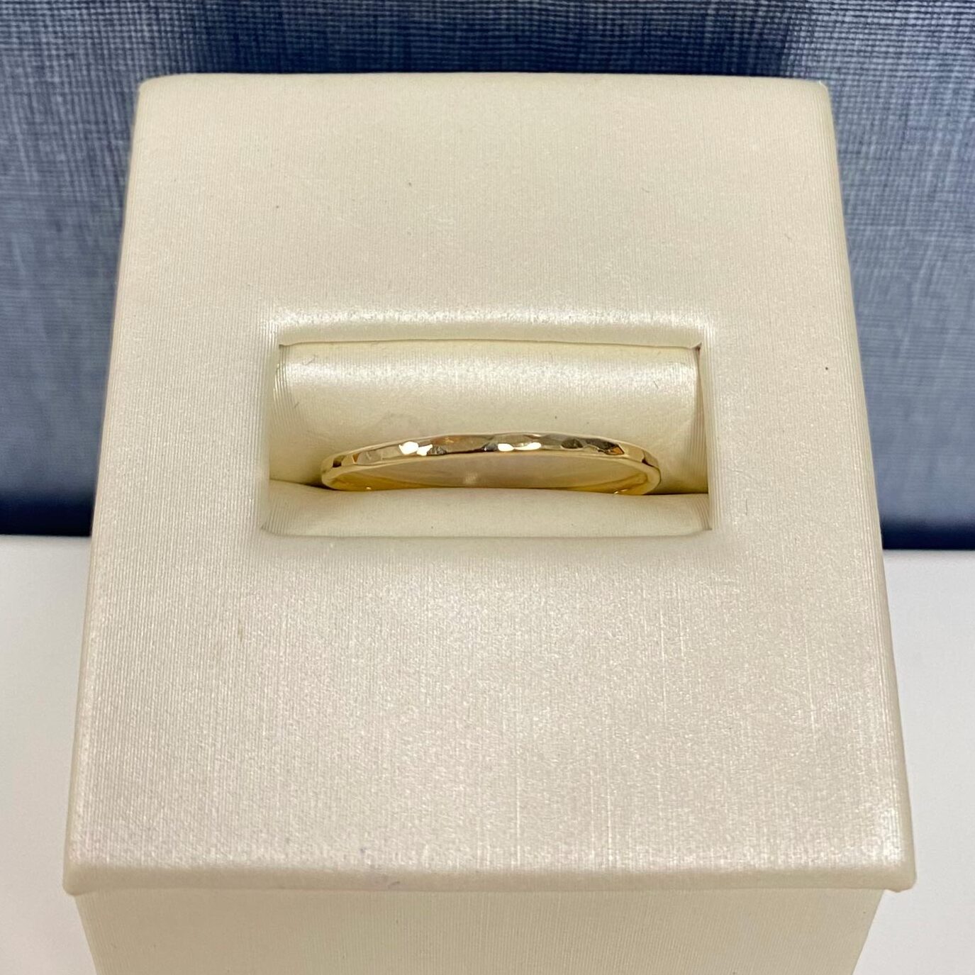 Hammered Detail Yellow Gold Stackable Ring