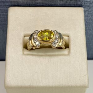 Yellow Sapphire and Diamond Statement Ring