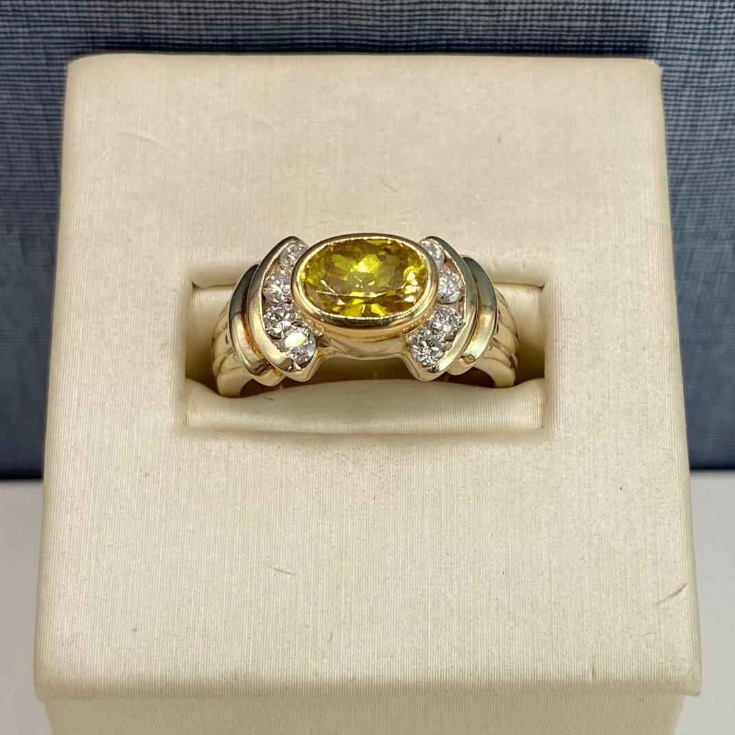 Yellow Sapphire and Diamond Statement Ring