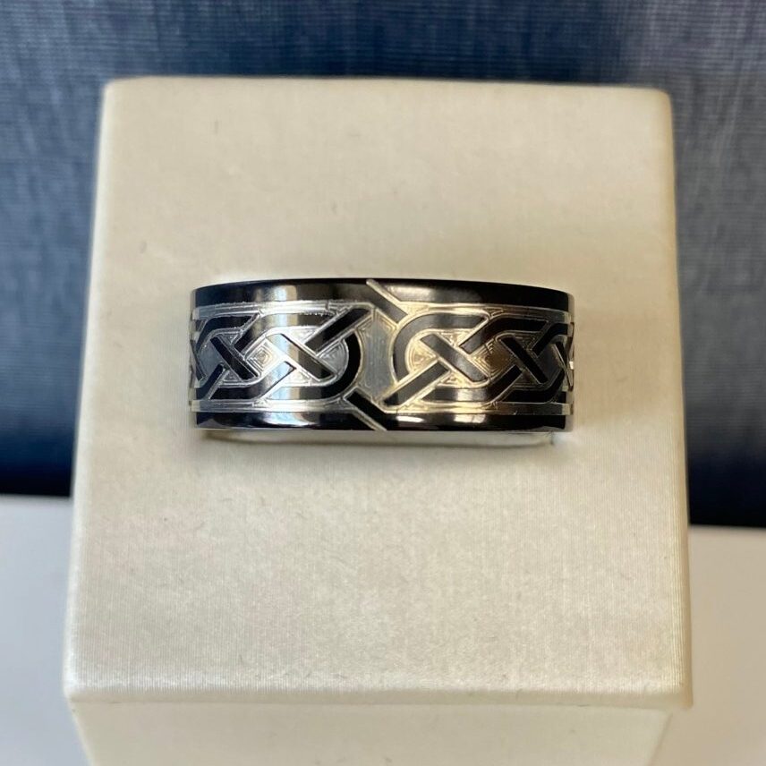 Zirconium Ring with Celtic Detail