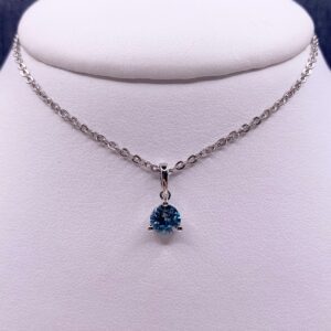 Blue Zircon Solitaire Pendant